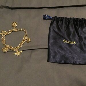 Gold Tone Charm Bracelet – Statement Bracelet – Lobster Clasp – Includes Pouch